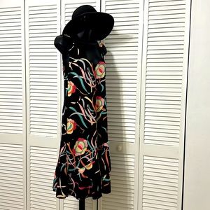 Parallel S/CH Sleeveless Tailored Overlay Bottom Tiered Floral V-Neck Maxi Dress